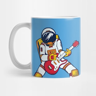 Retro Astronaut Rocking Out with a Guitar Mug